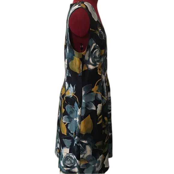 Preston & York Dress Women Size 12 Blue Gold Sleeveless Fit & Flare Pockets NWT - Picture 5 of 8